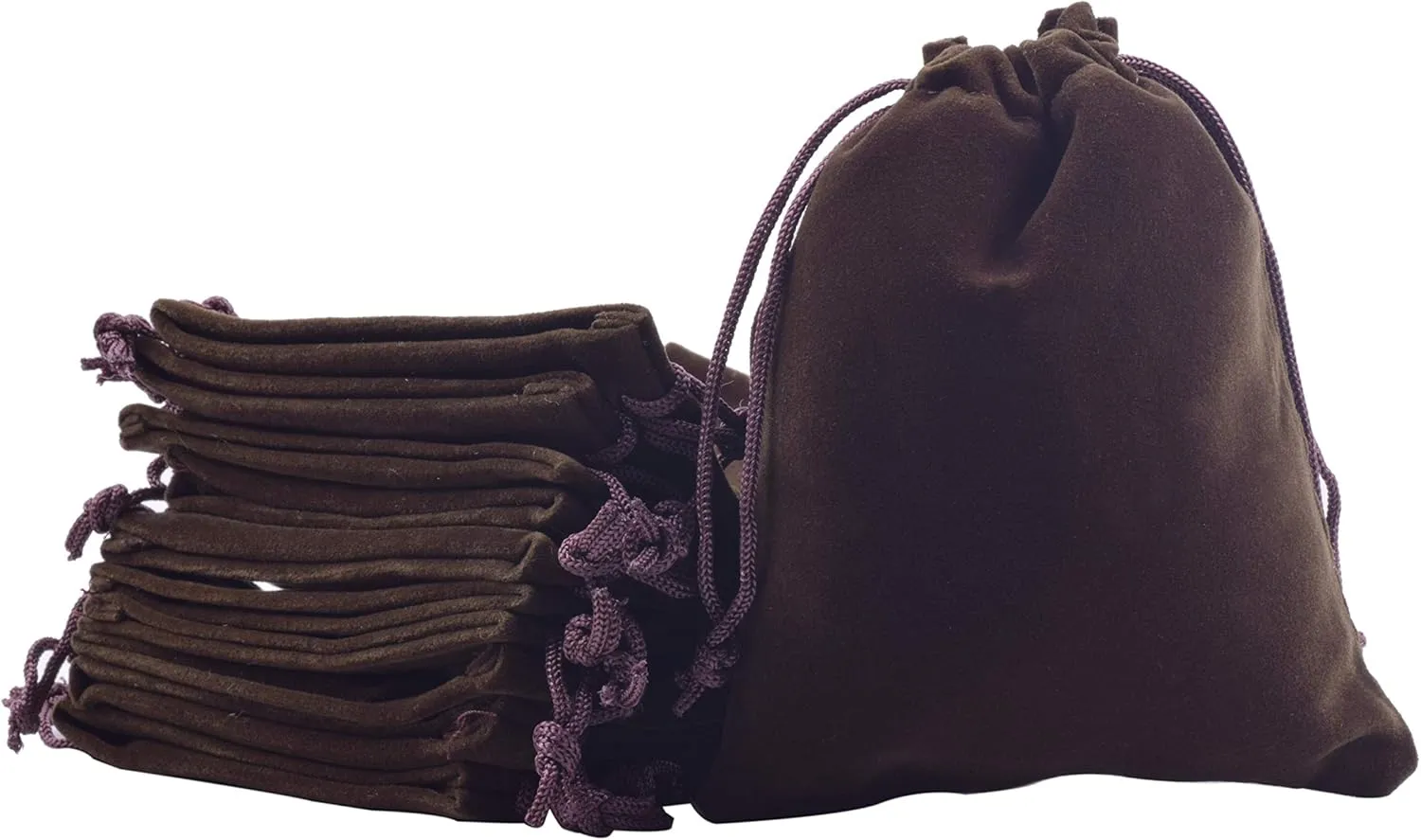 Sansam 20pcs Brown Drawstrings Velvet Bags for Jewelry, Gift, Wedding Favors, Candy Bags, Party Favors, 5.2x7.2''