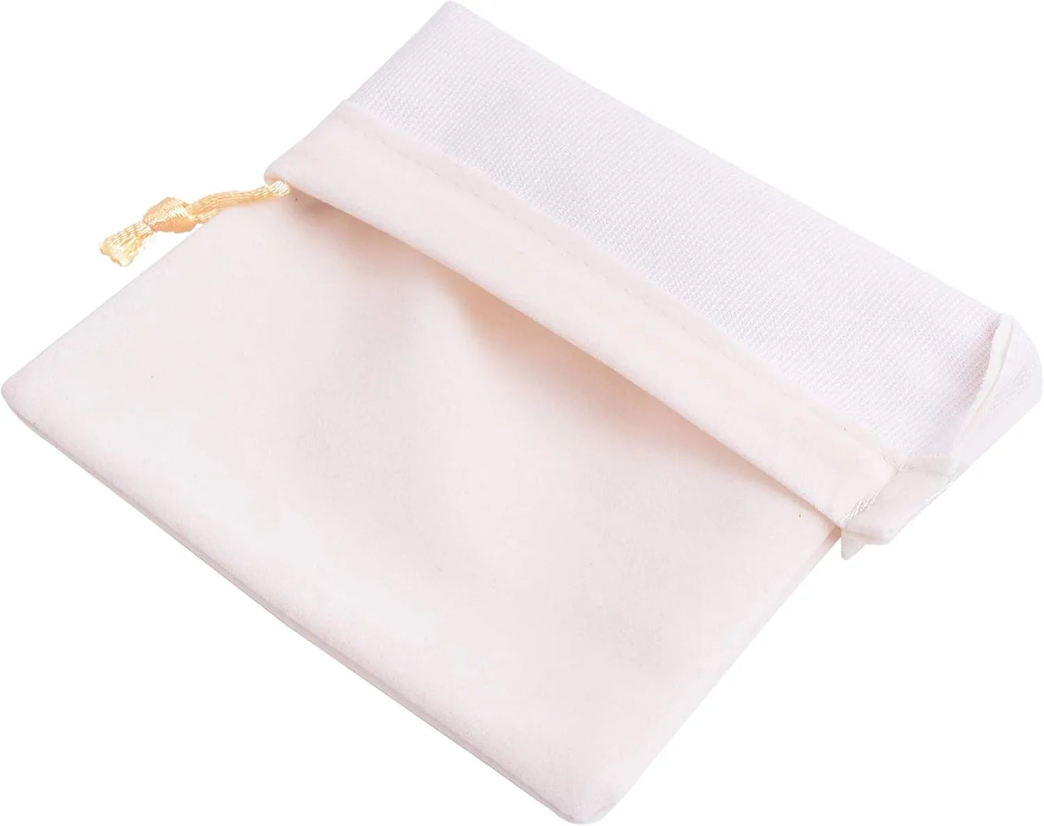 Sansam 50pcs Small Drawstring Velvet Jewelry Pouches, 4.0x4.8 Inch Cream Drawstring Velvet Gift Bags,Treat Favor Bags for Wedding, Party, Shower