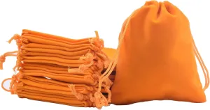 Sansam 50pcs Small Drawstring Velvet Jewelry Pouches, 4.0x4.8 Inch Orange Drawstring Velvet Gift Bags,Treat Favor Bags for Wedding, Party, Shower