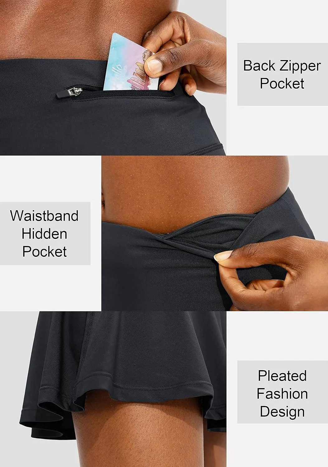 SANTINY Pleated Tennis Skirt for Women with 4 Pockets Women's High Waisted Athletic Golf Skorts Skirts for Running Casual