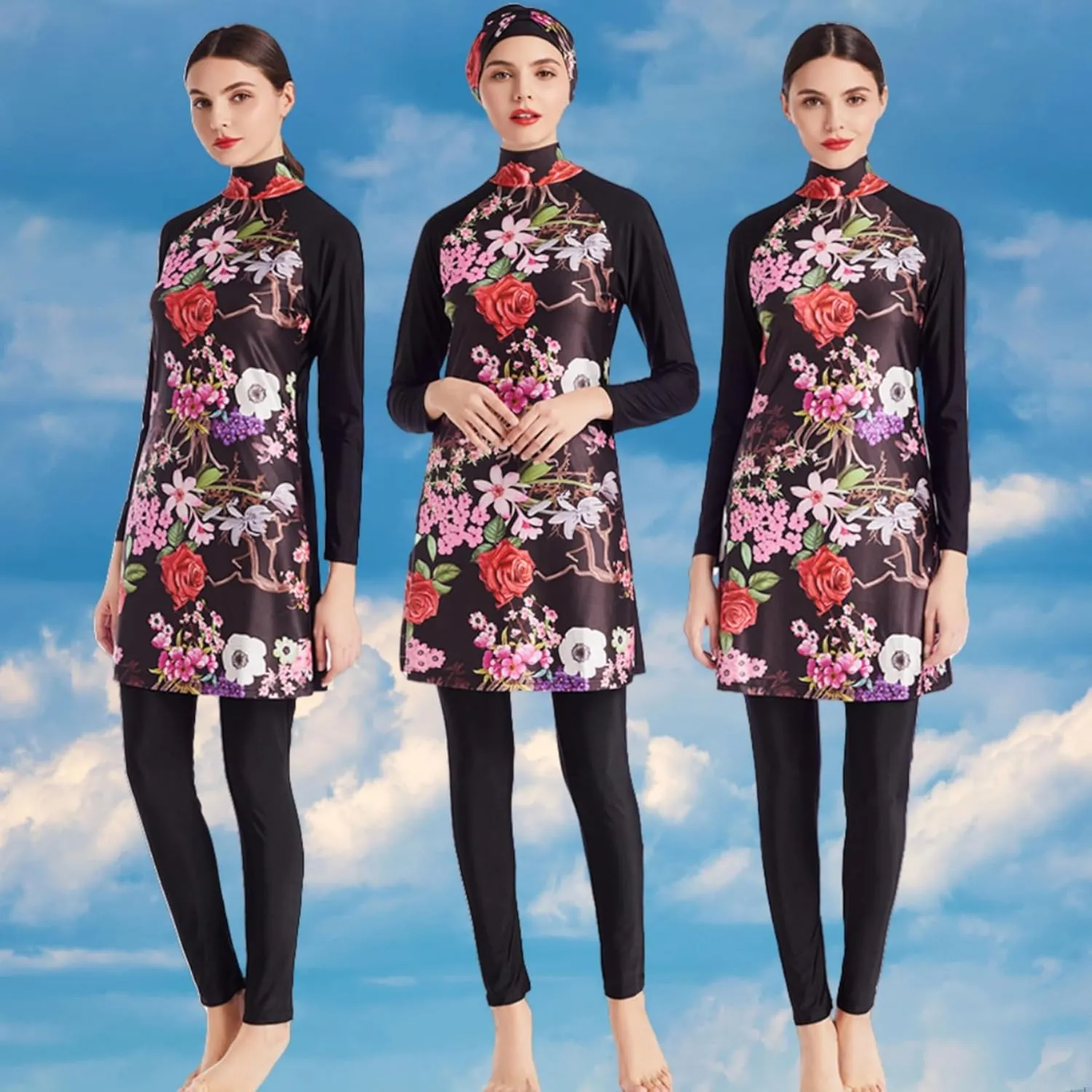 SARBUTER Muslim Swimwear for Women Modest Full Cover Swimsuit Long Sleeve Hijab Burkini