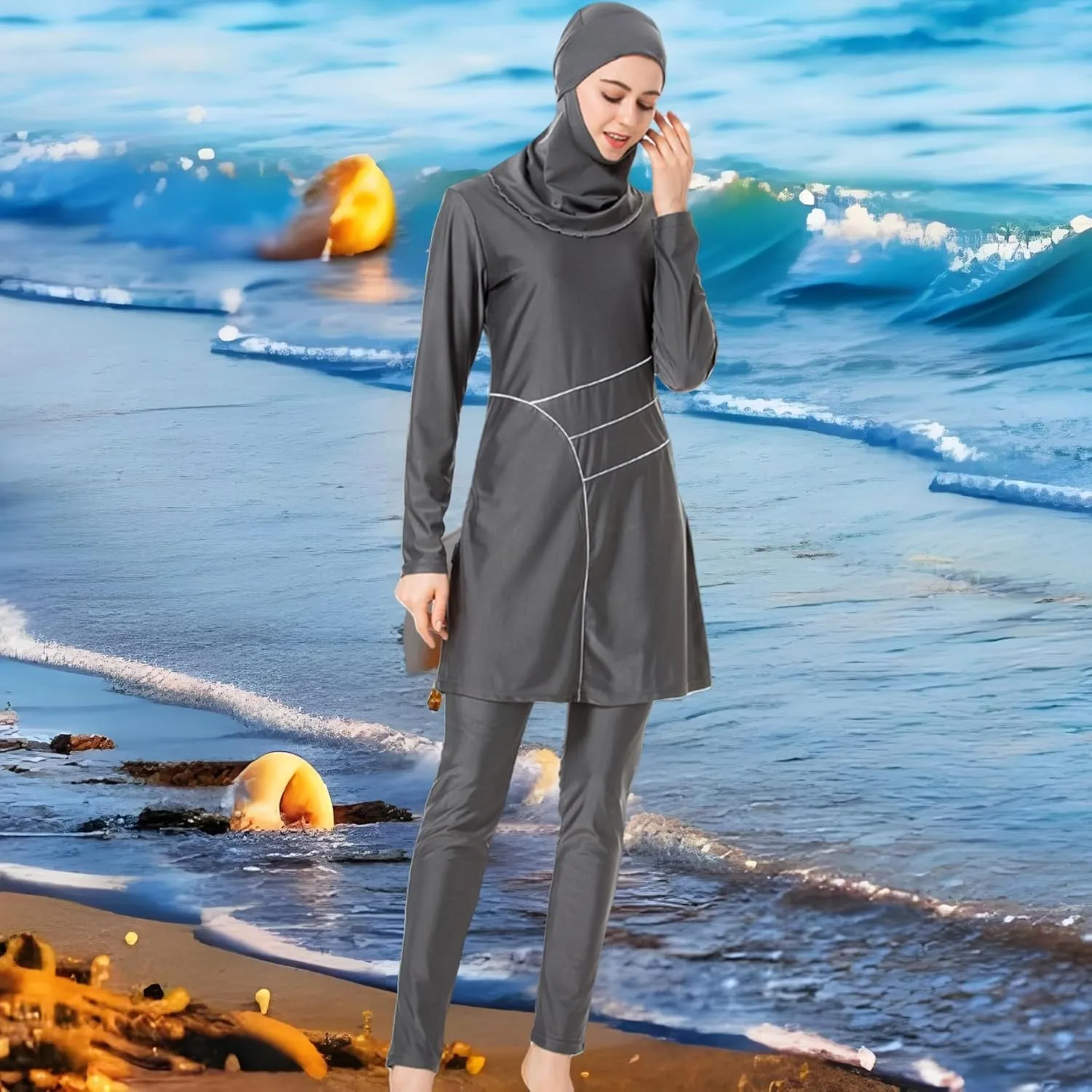 SARBUTER Muslim Swimwear for Women Modest Full Cover Swimsuit Long Sleeve Hijab Burkini