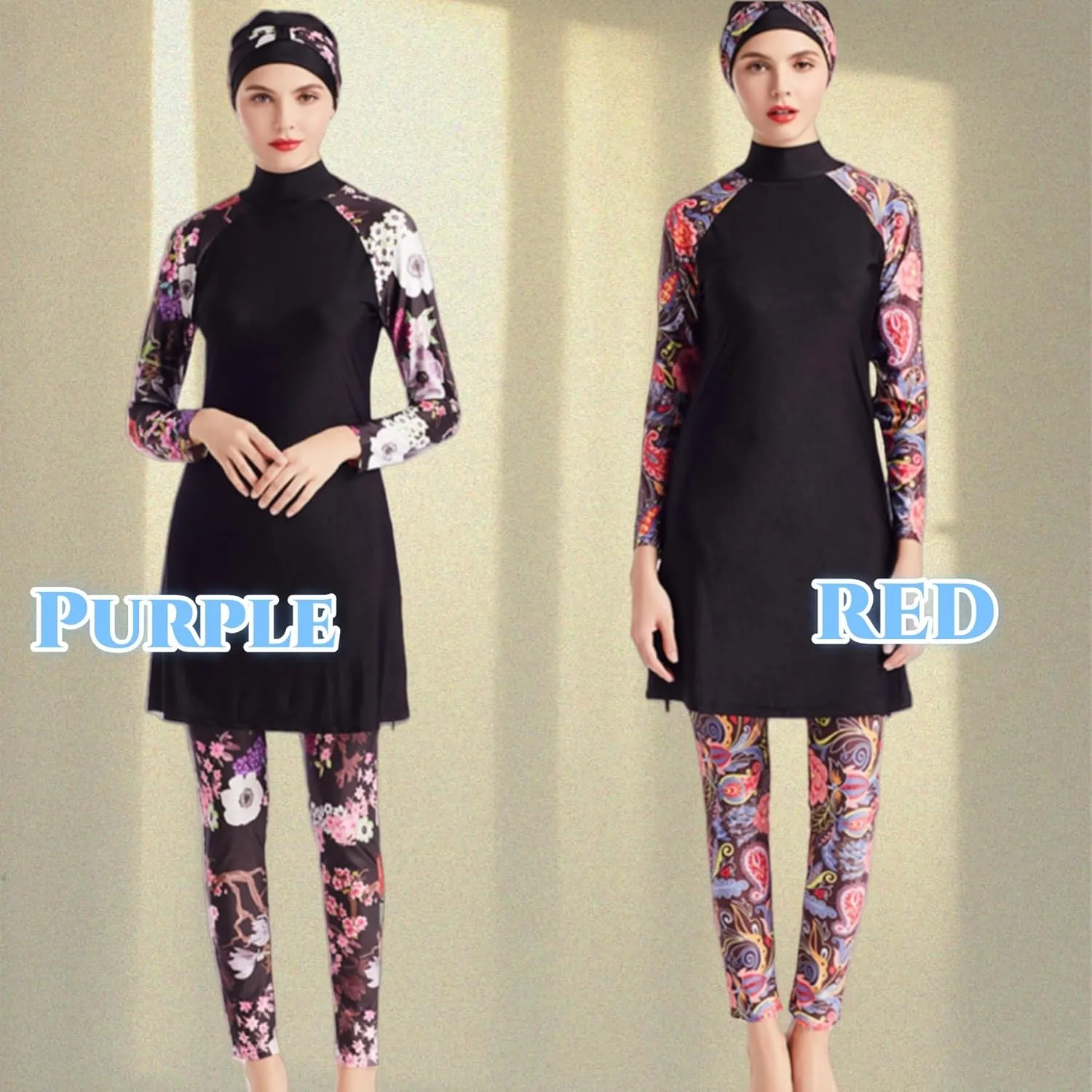 SARBUTER Women Muslim Modest Swimsuit Full Coverage Swimwear Long Sleeve Hijab Burkini Islamic Bathing Suits