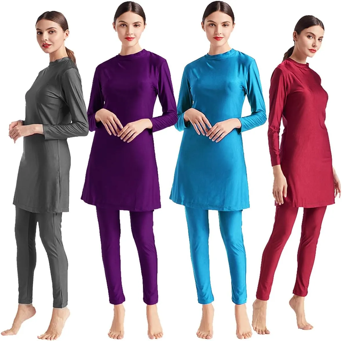 SARBUTER Women Muslim Modest Swimsuit Full Coverage Swimwear Long Sleeve Hijab Burkini Islamic Bathing Suits