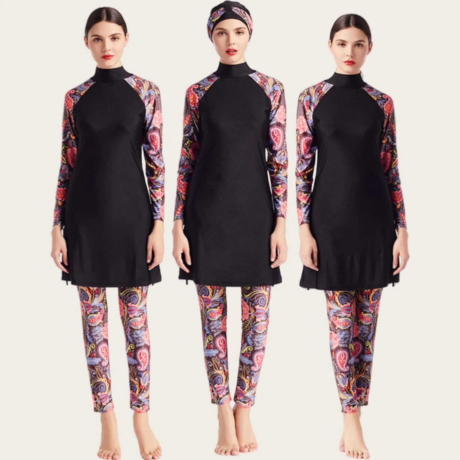 SARBUTER Women Muslim Modest Swimsuit Full Coverage Swimwear Long Sleeve Hijab Burkini Islamic Bathing Suits