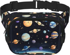 Saturn Jupiter Earth Fitness travel shoulder bag, fashionable and casual waist bag, square double-layer waist bag