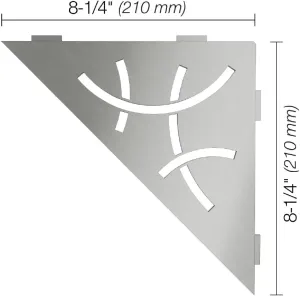 Schluter Triangular Corner Shelf for Tiled Walls - Curve Design, Stainless Steel Material, Brushed Stainless Steel Finish, 3/32” Thick Anchoring Tabs - SES1D6EB