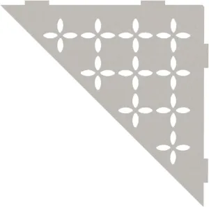 Schluter Triangular Corner Shelf for Tiled Walls - Floral Design, Aluminum Material, Greige Finish, 3/32” Thick Anchoring Tabs - SES1D5TSBG
