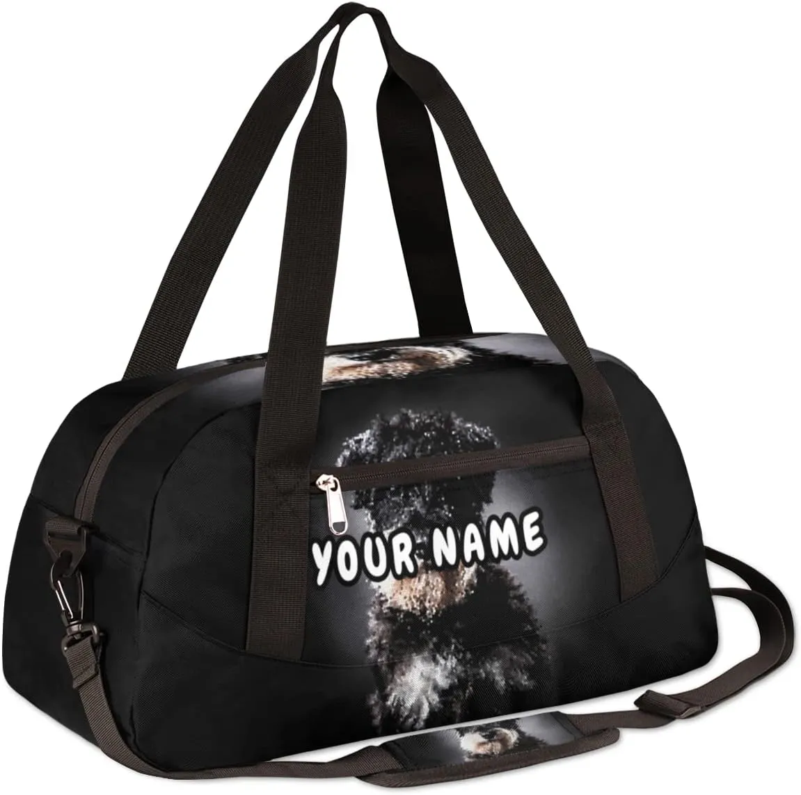 Schnauzer Dog Personalized Kids Duffel Bag for Girls Boys, Dog Debris Custom Name Dance Bag Overnight Small Duffel Bag Carry On Weekend Sports Travel Bag for School Practice Gymnastics Ballet