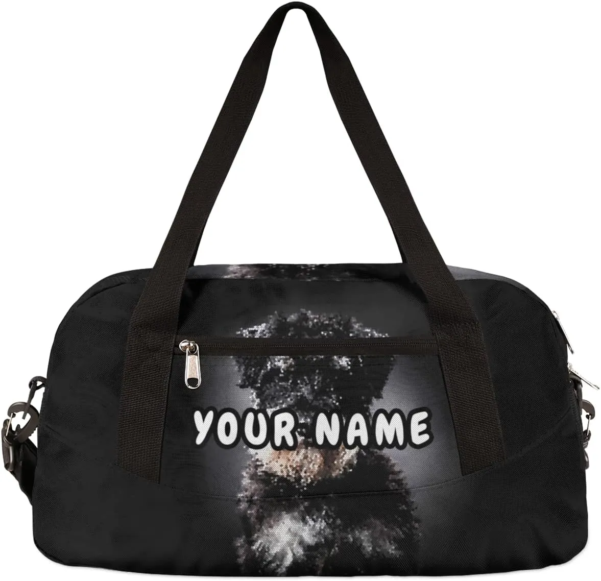 Schnauzer Dog Personalized Kids Duffel Bag for Girls Boys, Dog Debris Custom Name Dance Bag Overnight Small Duffel Bag Carry On Weekend Sports Travel Bag for School Practice Gymnastics Ballet