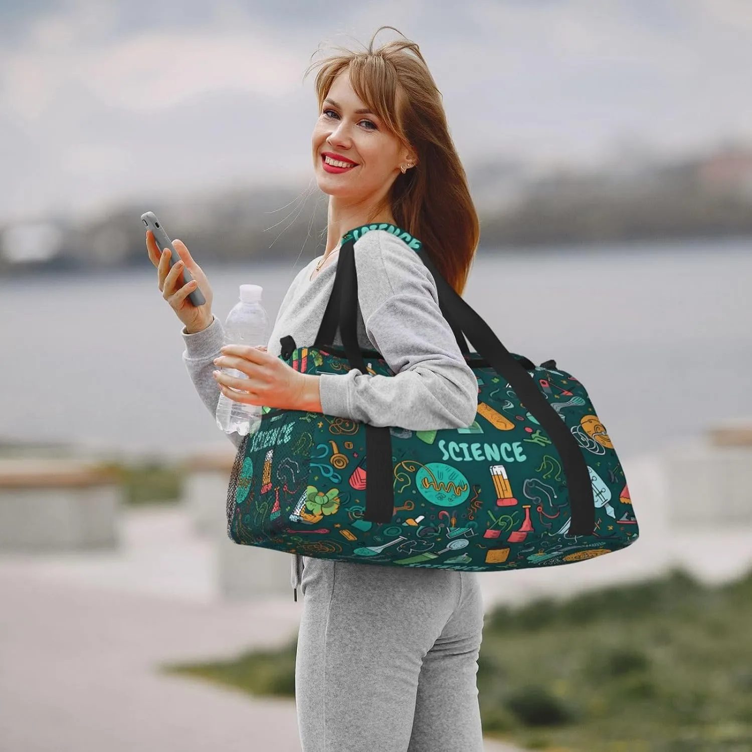 Science Math Big Capacity Sports Gym Bag Portable Travel Duffle Bag, Cartoon Lightweight Weekender Workout Bag for Overnight, Unisex