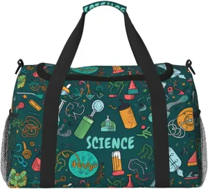 Science Math Big Capacity Sports Gym Bag Portable Travel Duffle Bag, Cartoon Lightweight Weekender Workout Bag for Overnight, Unisex