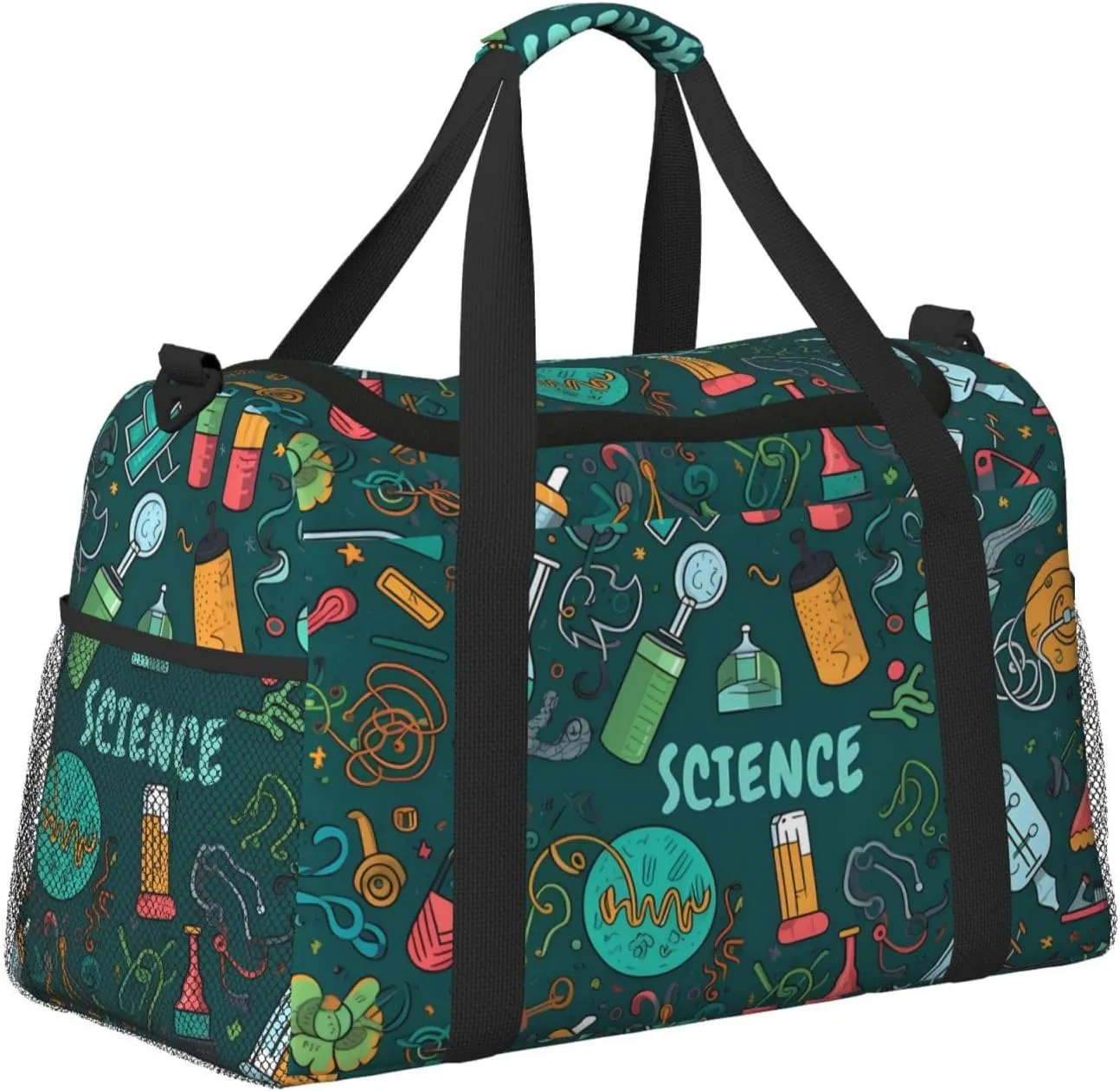 Science Math Big Capacity Sports Gym Bag Portable Travel Duffle Bag, Cartoon Lightweight Weekender Workout Bag for Overnight, Unisex