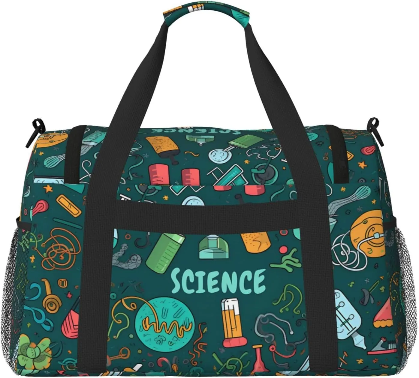 Science Math Big Capacity Sports Gym Bag Portable Travel Duffle Bag, Cartoon Lightweight Weekender Workout Bag for Overnight, Unisex