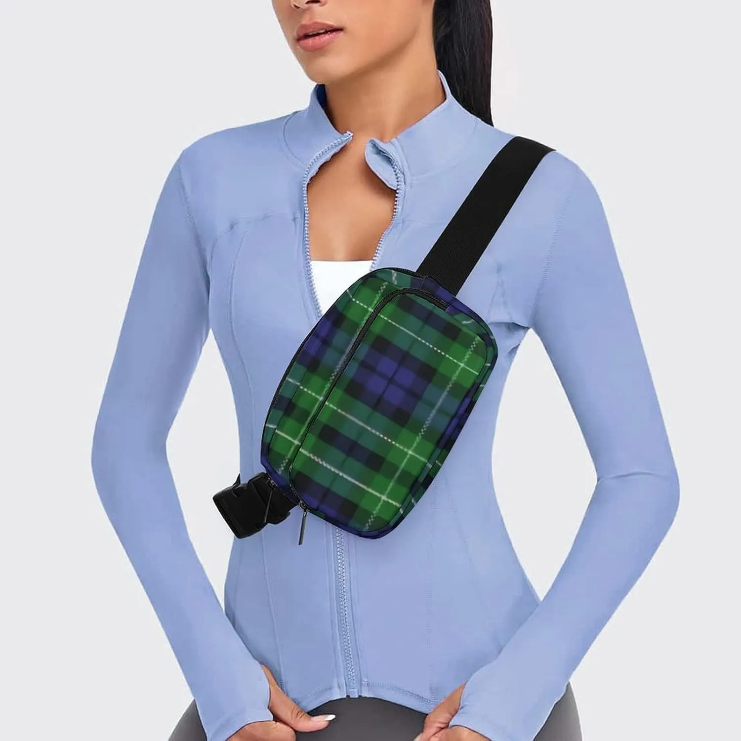 Scottish Clan Graham Tartan Plaid Full Printed Waist Bag, Large Capacity Portable Waist Bag
