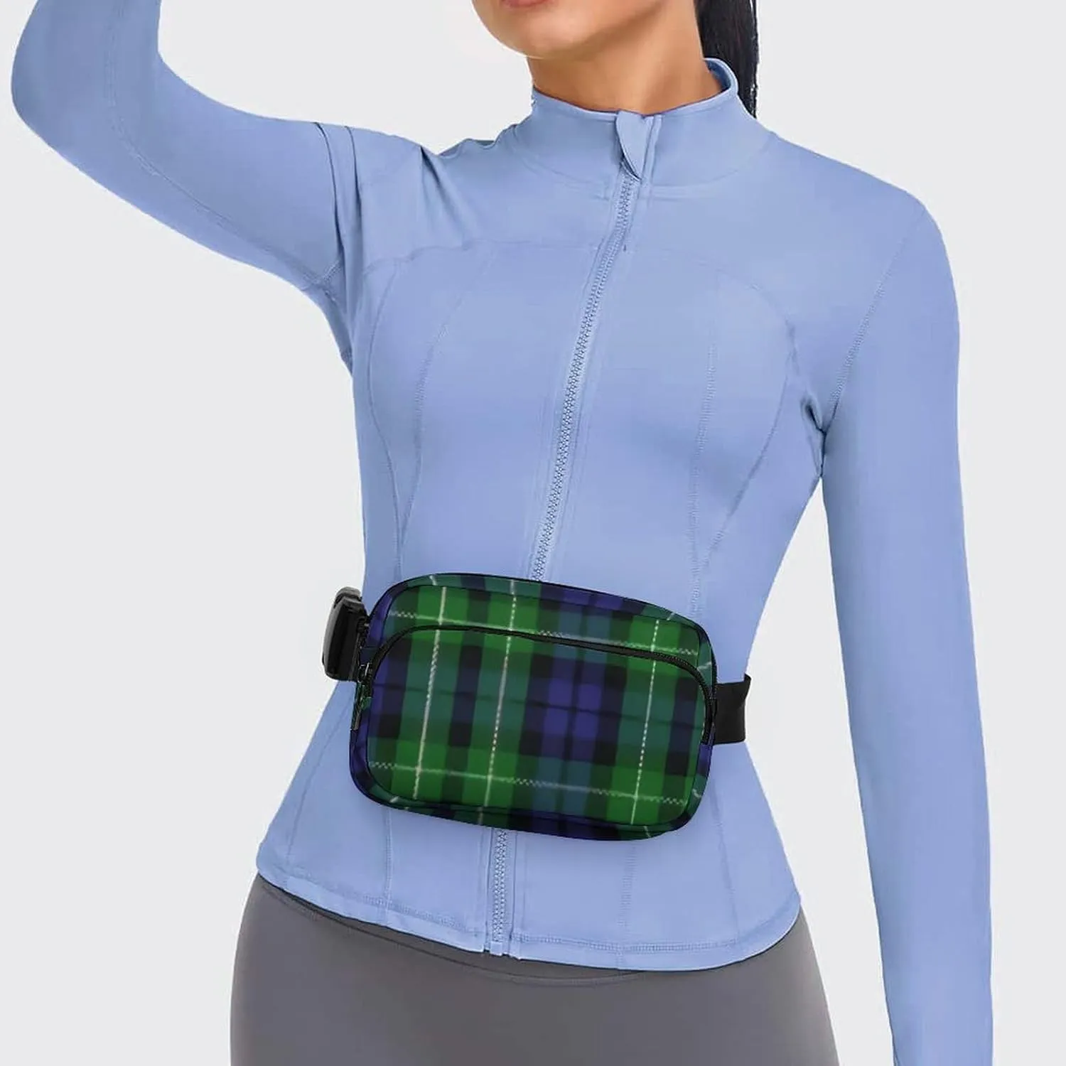 Scottish Clan Graham Tartan Plaid Full Printed Waist Bag, Large Capacity Portable Waist Bag