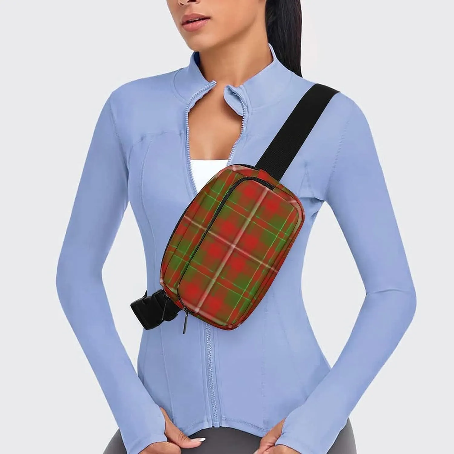 Scottish Clan Hay Tartan Plaid Full Printed Waist Bag, Large Capacity Portable Waist Bag