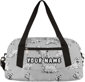 Scottish Terrier Dog Personalized Kids Duffel Bag for Girls Boys, Dog Debris Custom Name Dance Bag Overnight Small Duffel Bag Carry On Weekend Sports Travel Bag for School Practice Gymnastics Ballet