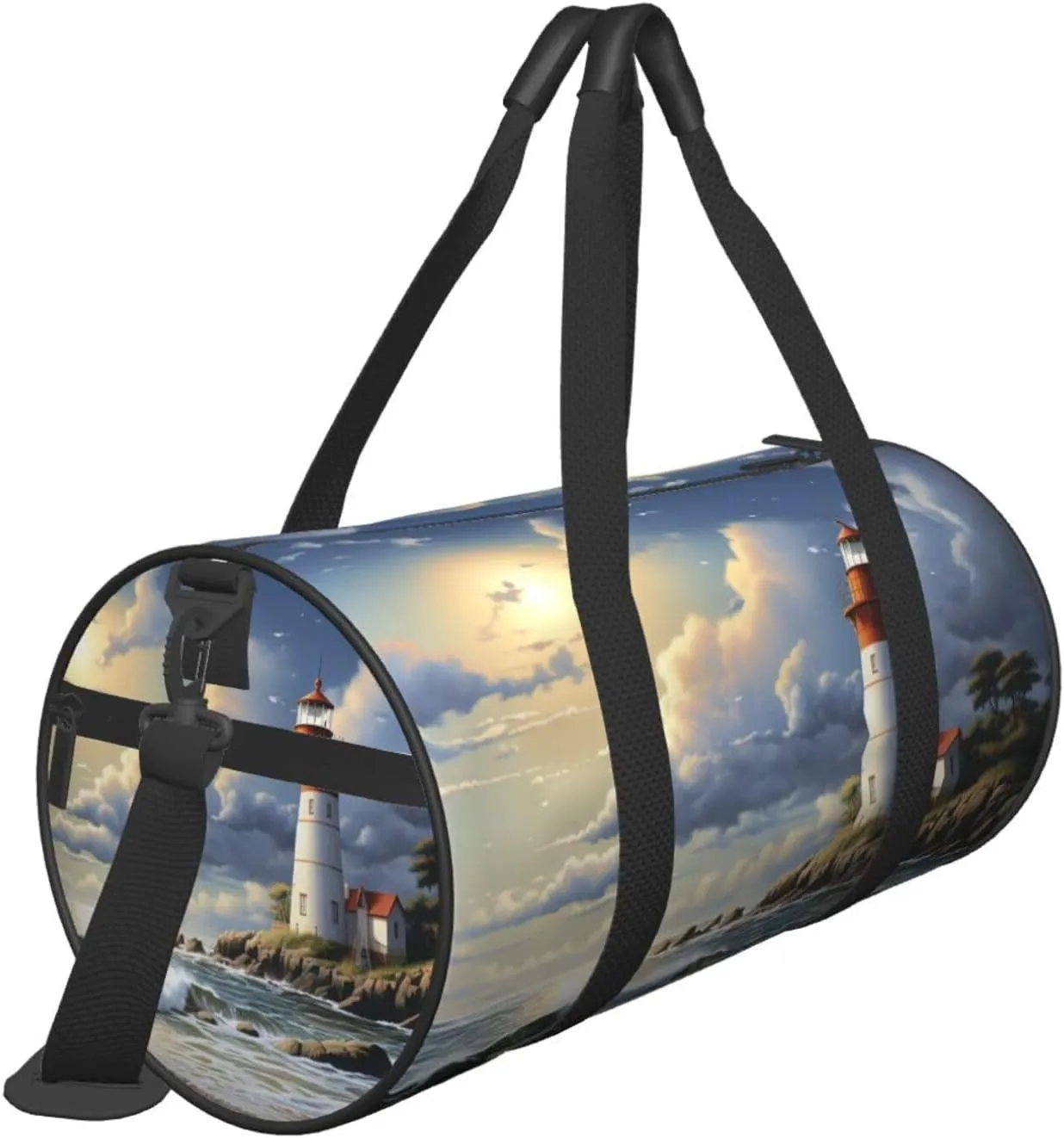 Sea Lighthouse Sandbeach Travel Duffle Bag for Men Women Sport Gym Bag Foldable Weekender Bag Carry on Overnight Bag for Travel Swimming Basketball