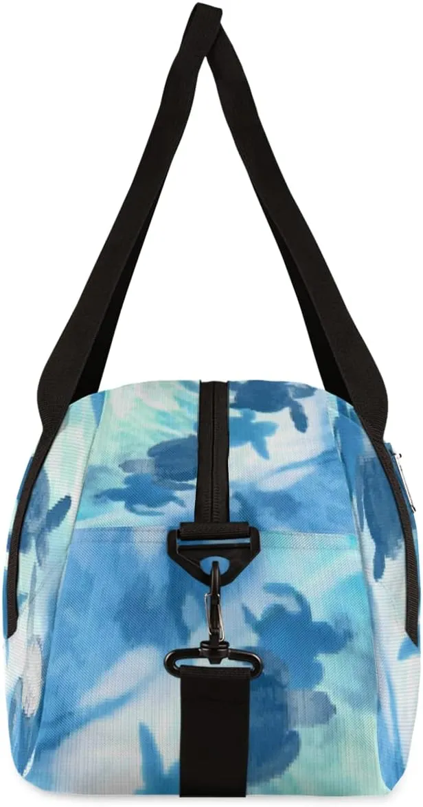 Sea Ocean Animal Turtles Kids Duffel Bag for Girls Boys Teens, Sea Turtles Pixel Wind Dance Bag Overnight Small Duffel Bag Carry On Weekend Sports Gym Travel Bag for School Practice Gymnastics Ballet