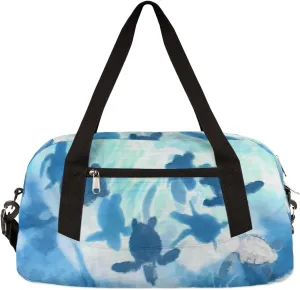 Sea Ocean Animal Turtles Kids Duffel Bag for Girls Boys Teens, Sea Turtles Pixel Wind Dance Bag Overnight Small Duffel Bag Carry On Weekend Sports Gym Travel Bag for School Practice Gymnastics Ballet