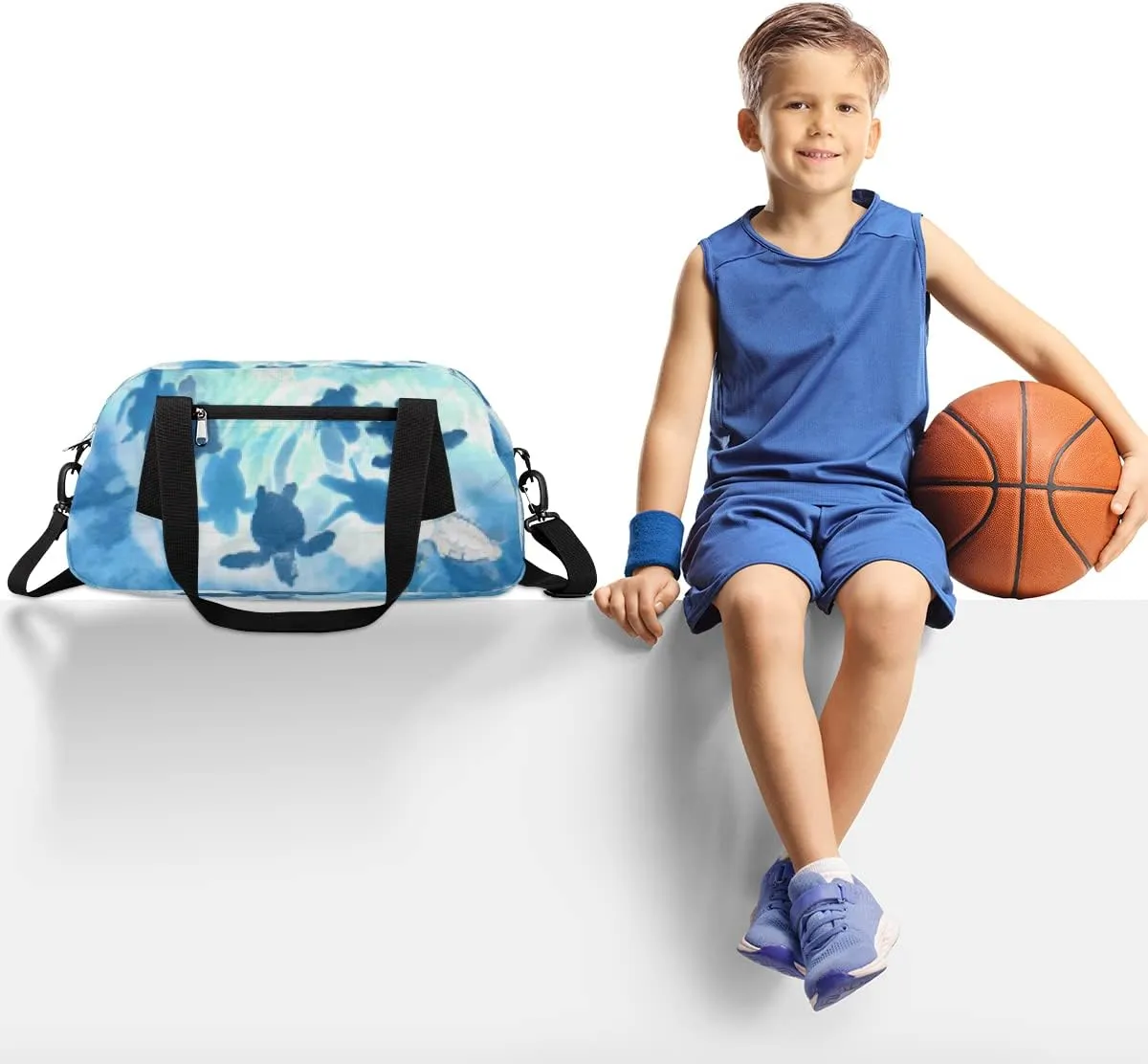 Sea Ocean Animal Turtles Kids Duffel Bag for Girls Boys Teens, Sea Turtles Pixel Wind Dance Bag Overnight Small Duffel Bag Carry On Weekend Sports Gym Travel Bag for School Practice Gymnastics Ballet