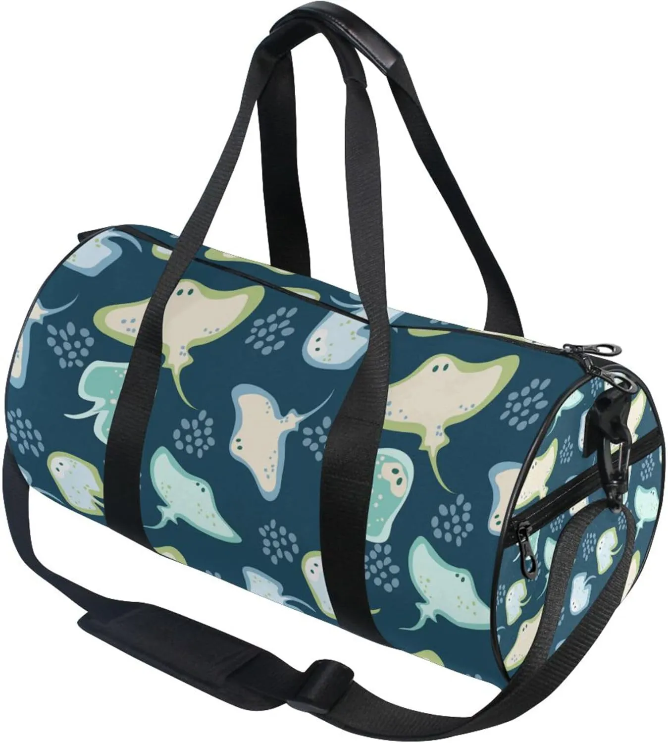 Sea Stingray Fish Blue Gym Duffle Bag Women Men Sports Fitness Bag for Travel Workout Gymnastics Dance Ballet