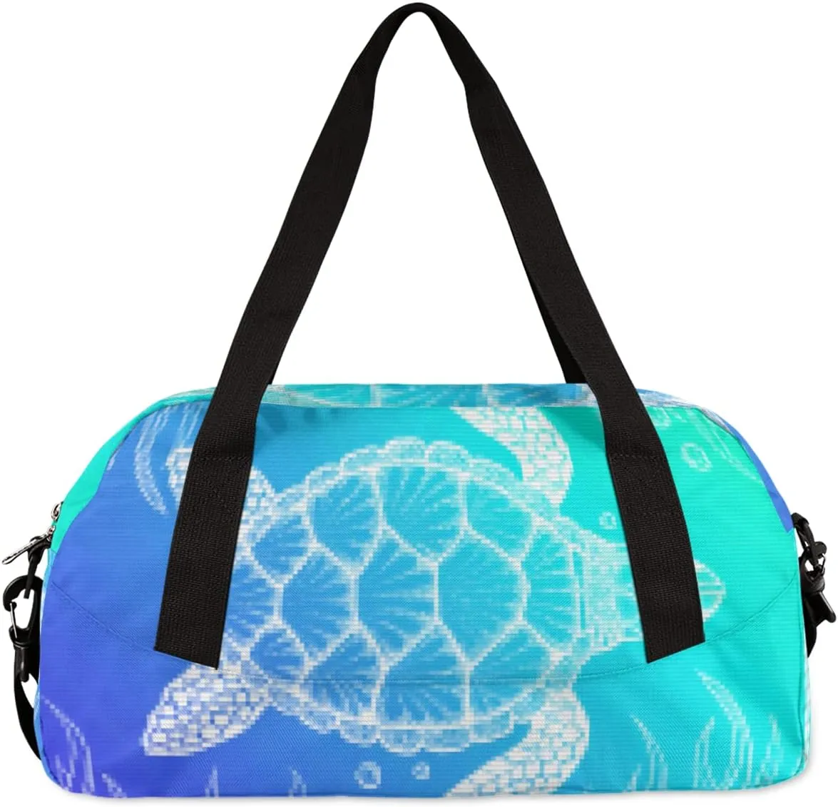 Sea Turtle Animals Kids Duffel Bag for Girls Boys Teens, Sea Turtle Pixel Wind Dance Bag Overnight Small Duffel Bag Carry On Weekend Sports Gym Travel Bag for School Practice Gymnastics Ballet