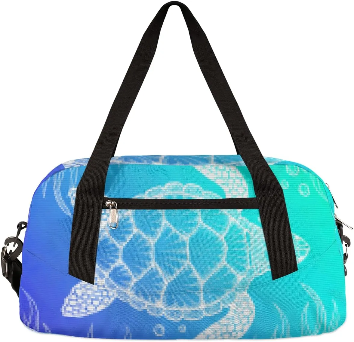 Sea Turtle Animals Kids Duffel Bag for Girls Boys Teens, Sea Turtle Pixel Wind Dance Bag Overnight Small Duffel Bag Carry On Weekend Sports Gym Travel Bag for School Practice Gymnastics Ballet