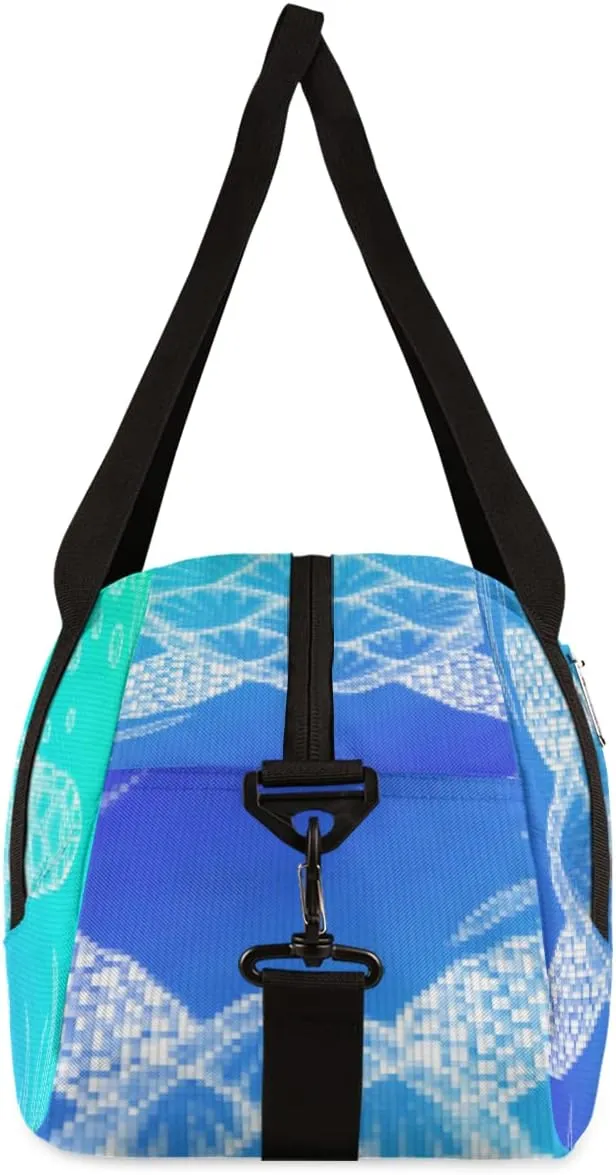 Sea Turtle Animals Kids Duffel Bag for Girls Boys Teens, Sea Turtle Pixel Wind Dance Bag Overnight Small Duffel Bag Carry On Weekend Sports Gym Travel Bag for School Practice Gymnastics Ballet