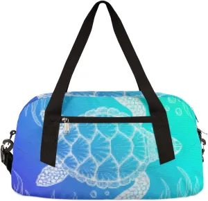 Sea Turtle Animals Kids Duffel Bag for Girls Boys Teens, Sea Turtle Pixel Wind Dance Bag Overnight Small Duffel Bag Carry On Weekend Sports Gym Travel Bag for School Practice Gymnastics Ballet