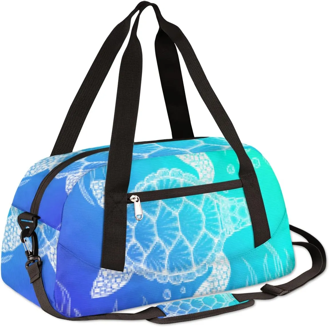Sea Turtle Animals Kids Duffel Bag for Girls Boys Teens, Sea Turtle Pixel Wind Dance Bag Overnight Small Duffel Bag Carry On Weekend Sports Gym Travel Bag for School Practice Gymnastics Ballet