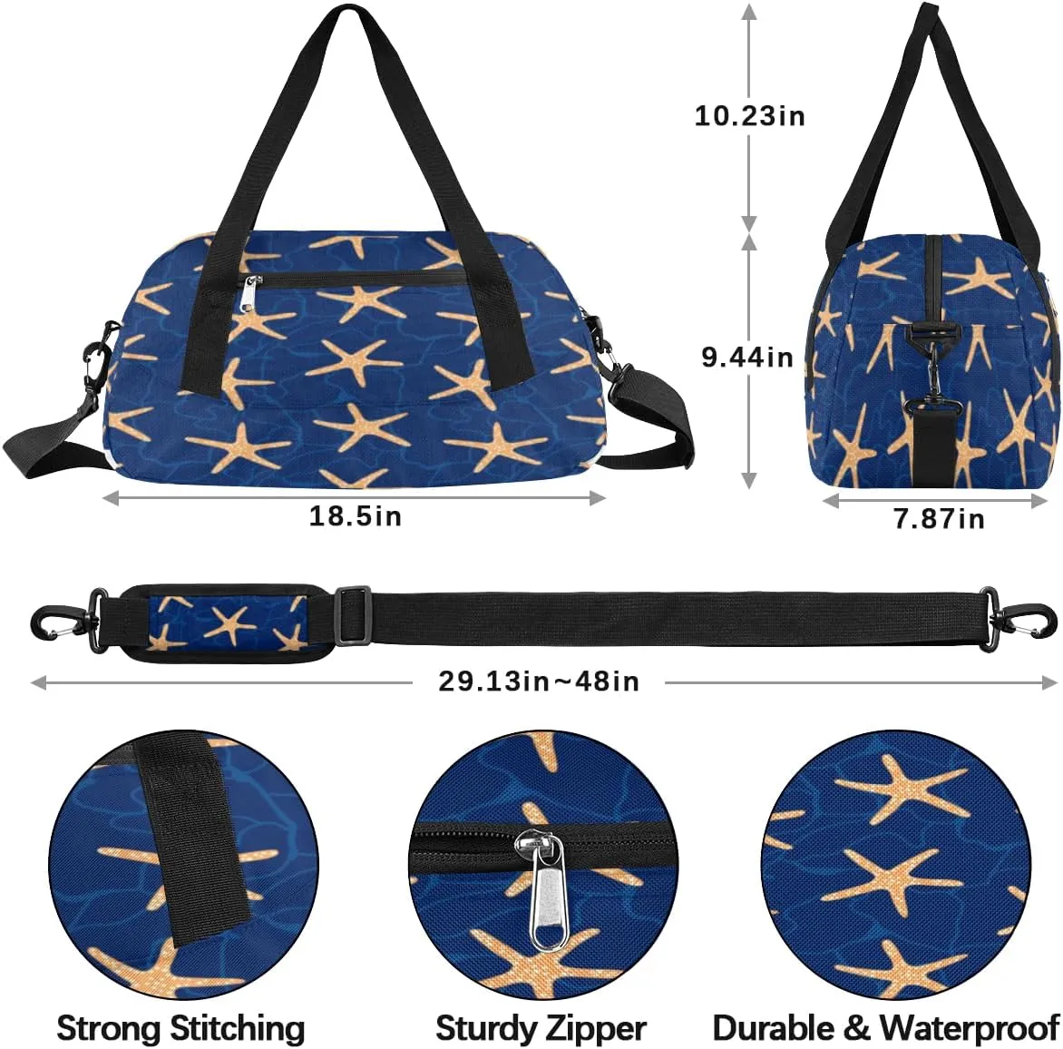 Seastar Gym Bag, Duffle Bag, Weekender Bag, Duffel Bag, Overnight Bag, Travel Duffel Bag, Dance Bag, Tote Bag, Beach Bag, Pool Bag, Gym Duffle Bag, Carry on Bag
