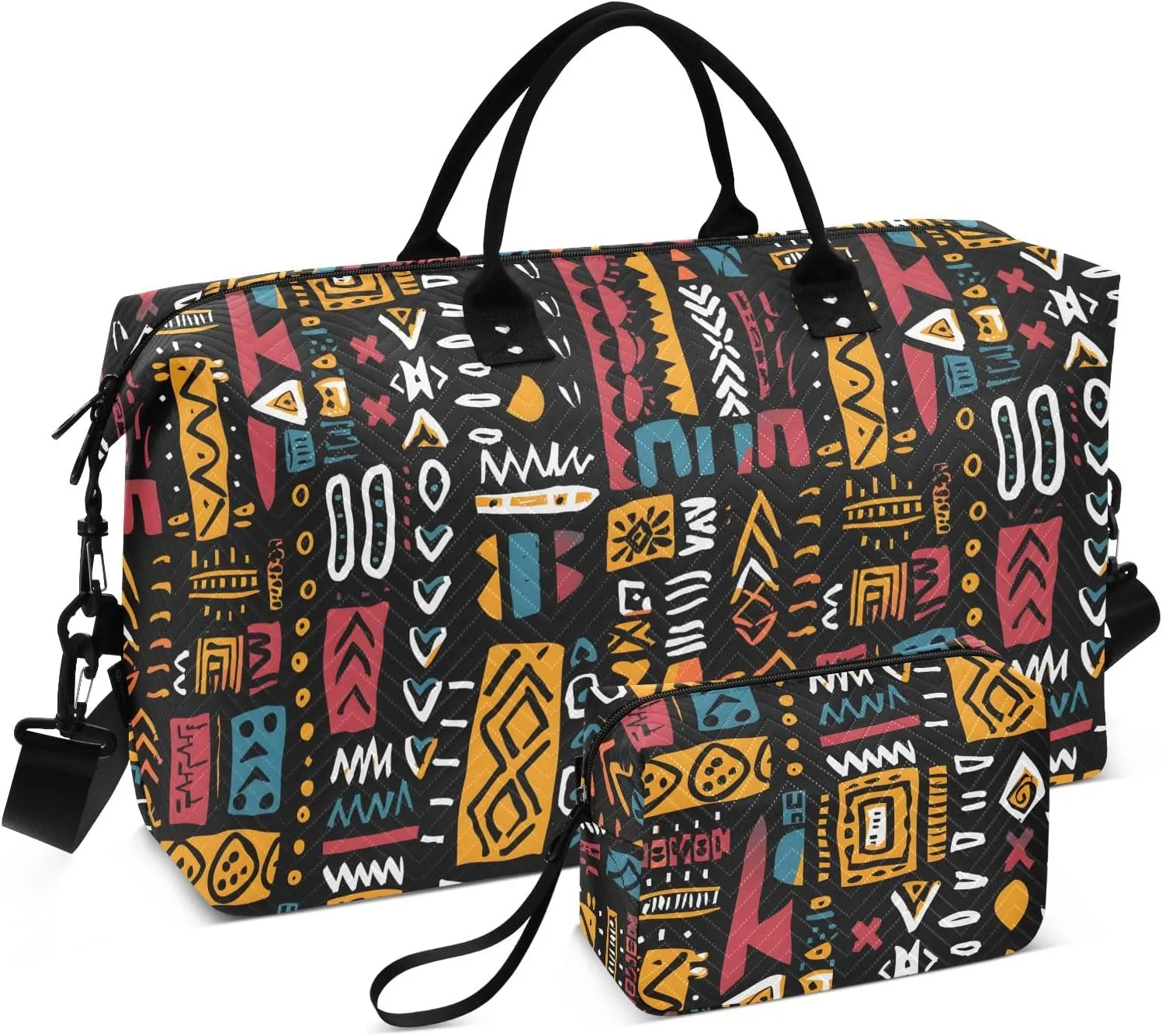 senya Weekender Bags Travel Duffel Gym Bag African Geometric Print Carry on Overnight Tote Bag with Toiletry Bag for Airplane Travel Trip Gym Yoga, g366803672p1006c1071s2442