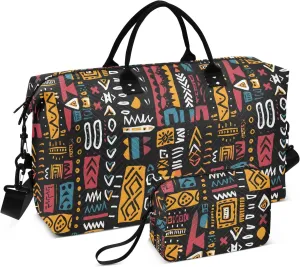 senya Weekender Bags Travel Duffel Gym Bag African Geometric Print Carry on Overnight Tote Bag with Toiletry Bag for Airplane Travel Trip Gym Yoga, g366803672p1006c1071s2442