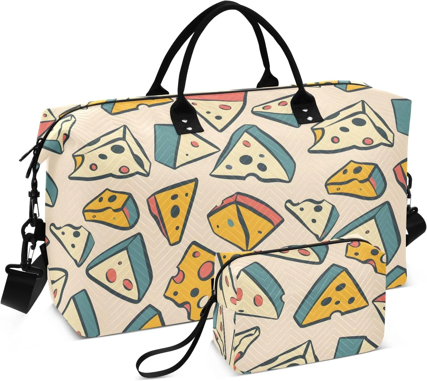 senya Weekender Bags Travel Duffel Gym Bag Cheese Pattern Carry on Overnight Tote Bag with Toiletry Bag for Airplane Travel Trip Gym Yoga, g366801460p1006c1071s2442