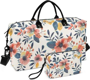senya Weekender Bags Travel Duffel Gym Bag Florals Vintage Carry on Overnight Tote Bag with Toiletry Bag for Airplane Travel Trip Gym Yoga