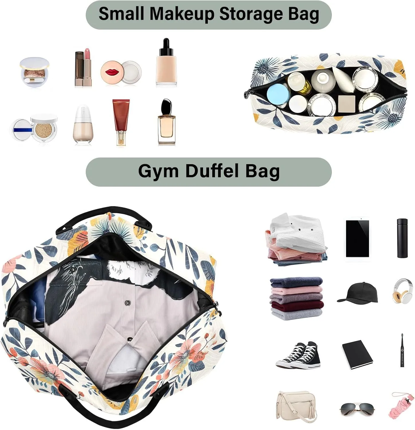 senya Weekender Bags Travel Duffel Gym Bag Florals Vintage Carry on Overnight Tote Bag with Toiletry Bag for Airplane Travel Trip Gym Yoga