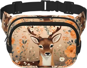 Serious deer Fitness travel shoulder bag, fashionable and casual waist bag, square double-layer waist bag