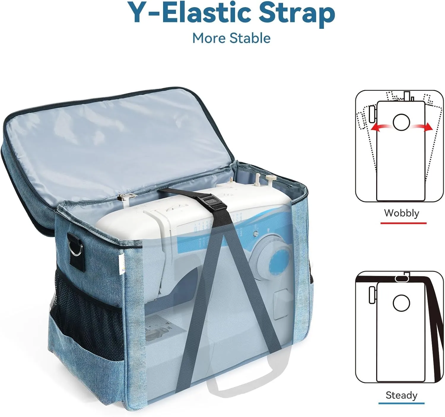 Sewing Machine Case with Wheels, Rolling Sewing Machine Tote for Carrying, Fits for Most Machines