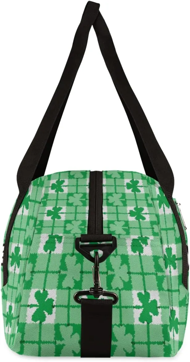 Shamrock Personalized Kids Duffel Bag for Girls Boys, Clovers Debris Custom Name Dance Bag Overnight Small Duffel Bag Carry On Sports Travel Bag for School Practice Gymnastics Ballet