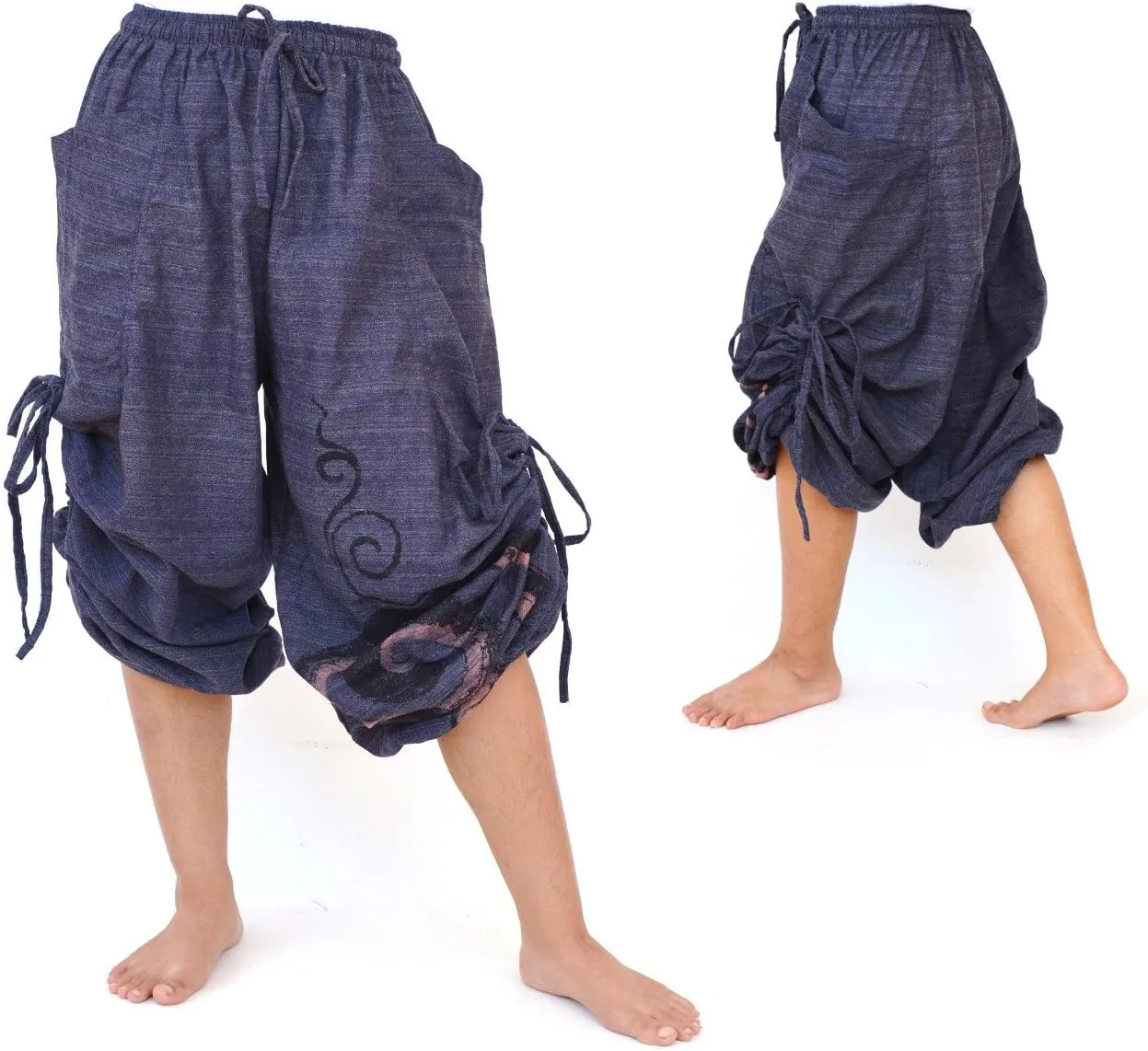 Siamrose Baggy Harem Pants Men Women, Wide Leg Yoga Lounge Trousers, Adjustable Length, 2 Pockets, One Size
