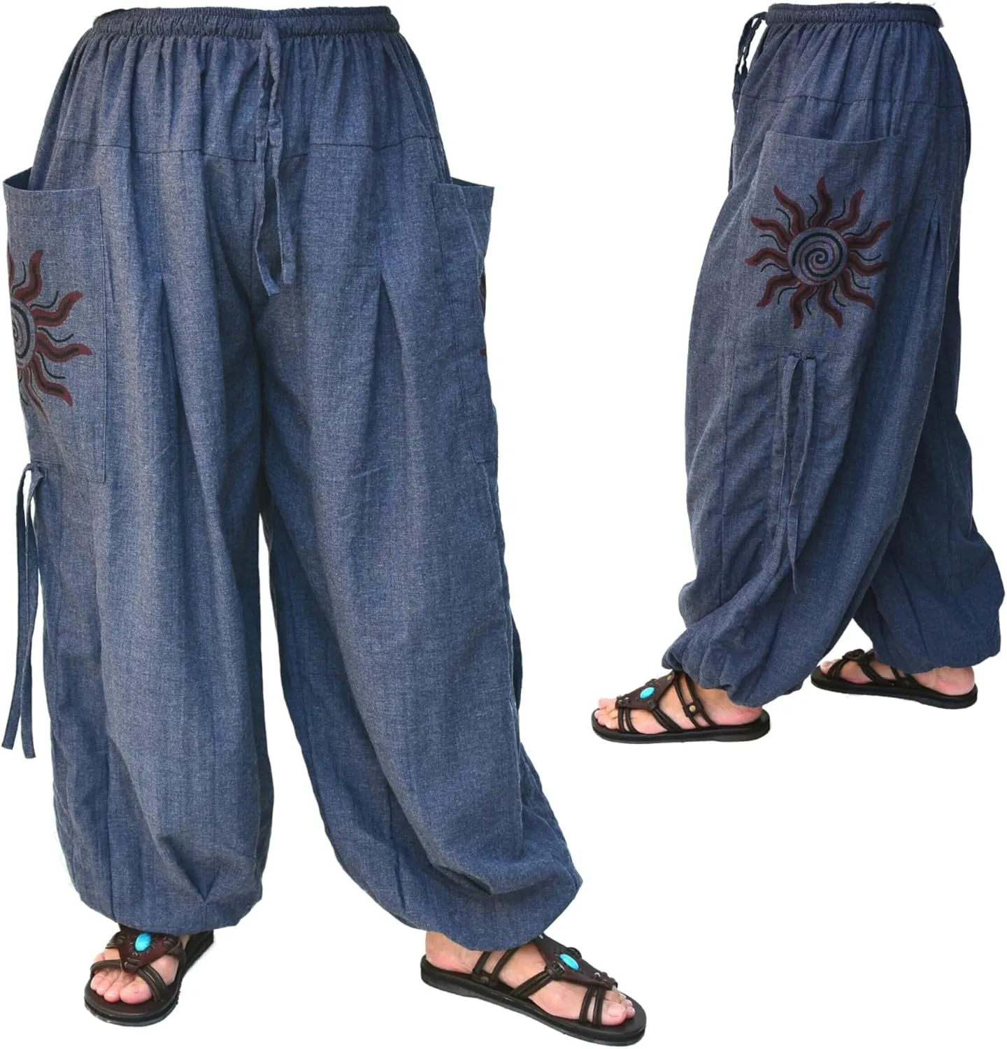Siamrose Casual Yoga Harem Pants Men Women Baggy Lounge Trousers Adjustable Length 2 Pockets