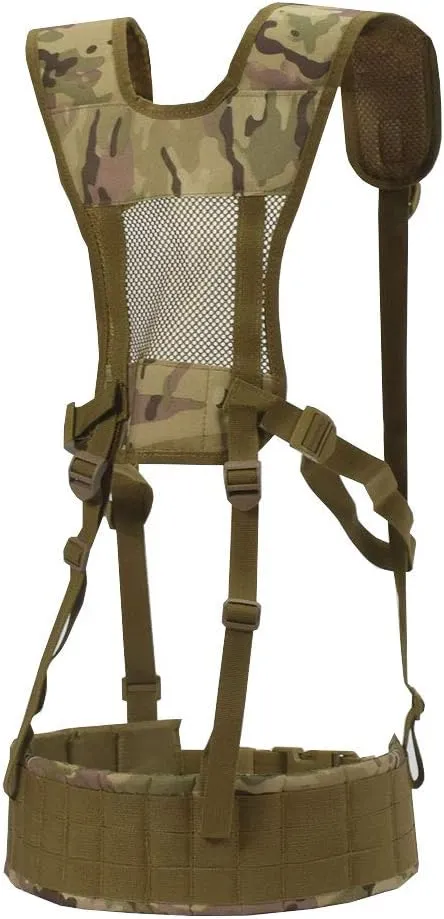 SINAIRSOFT Tactical Padded Battle Belt with Detachable Suspender Straps，Airsoft Combat Duty Belt Removable Harness