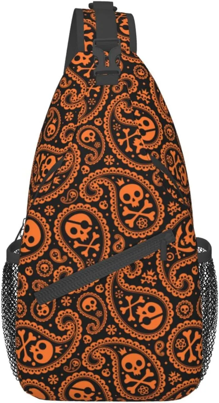 Skull Sling Backpack Chest Bag Crossbody Shoulder Bag Gym Cycling Travel Hiking Daypack For Men Women
