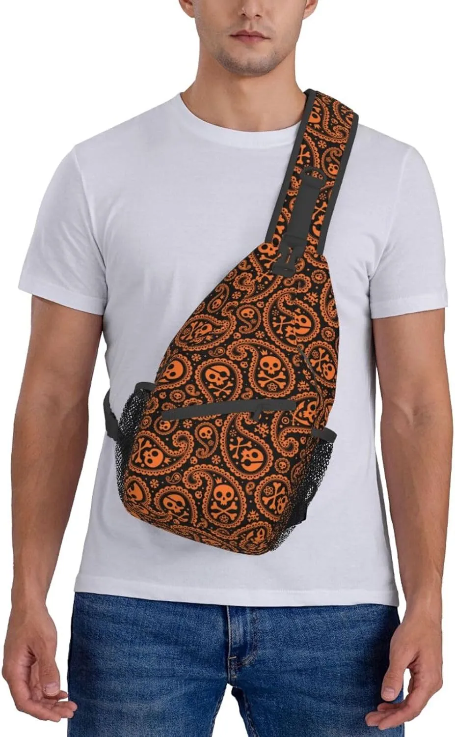 Skull Sling Backpack Chest Bag Crossbody Shoulder Bag Gym Cycling Travel Hiking Daypack For Men Women
