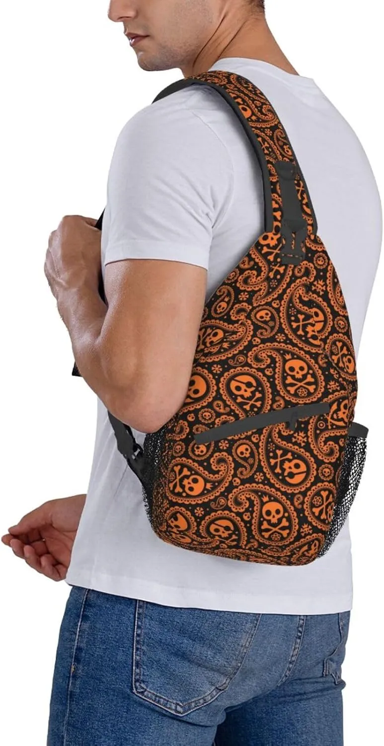 Skull Sling Backpack Chest Bag Crossbody Shoulder Bag Gym Cycling Travel Hiking Daypack For Men Women