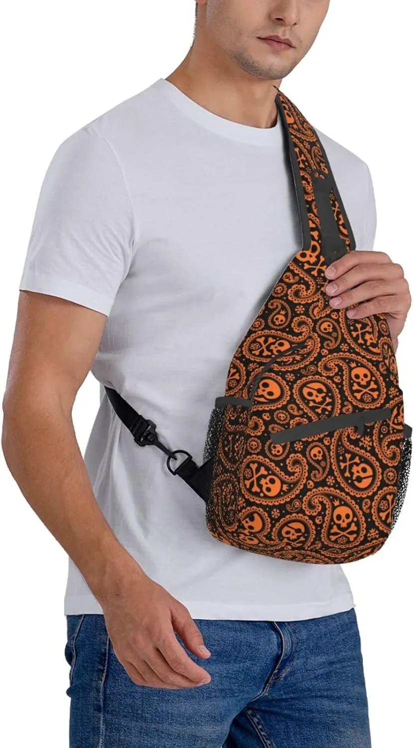 Skull Sling Backpack Chest Bag Crossbody Shoulder Bag Gym Cycling Travel Hiking Daypack For Men Women