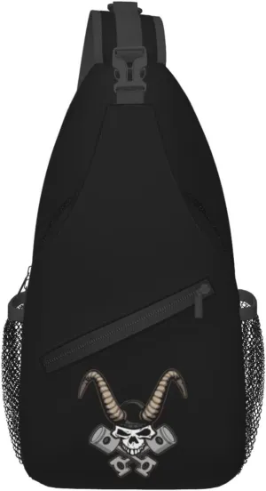 Skull With Horns Crossbody Bags For Women Men Chest Backpack Gym Shoulder Bag Travel Outdoor Sports Casual Crossbody Bags