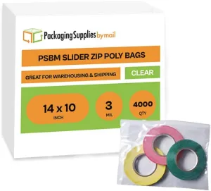 Slider Zipper Bags 14" x 10" 3 Mil Thick Poly Jumbo Bag with Zipper 4000 Pieces